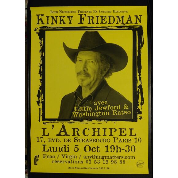 Kinky Friedman Music Poster - Paris, France - L'Archipel - Picture 2 of 2
